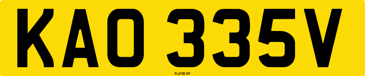 KAO 335V Number Plate