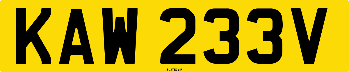 KAW 233V Number Plate