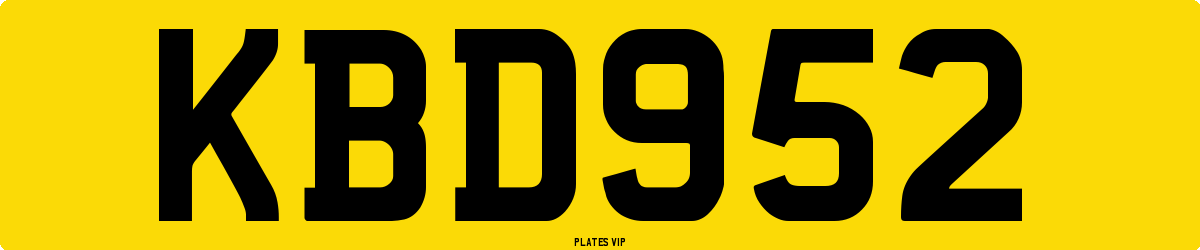 KBD952 Number Plate