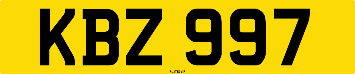 KBZ 997 Number Plate