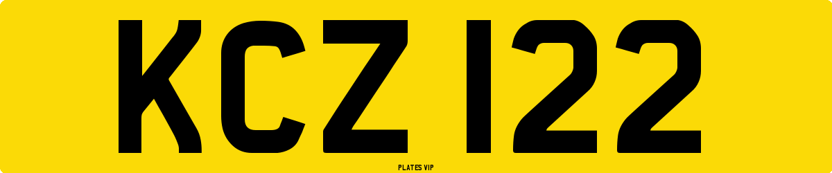 KCZ 122 Number Plate