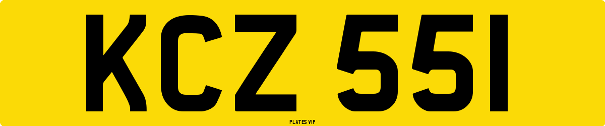 KCZ 551 Number Plate