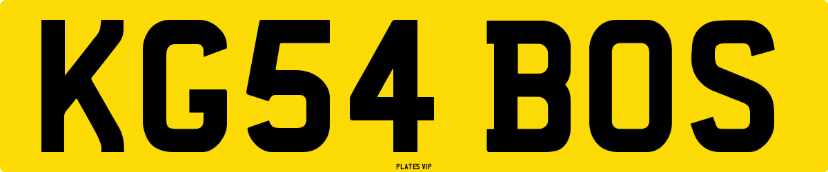 KG54 BOS Number Plate