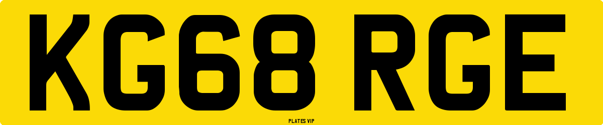 KG68 RGE Number Plate