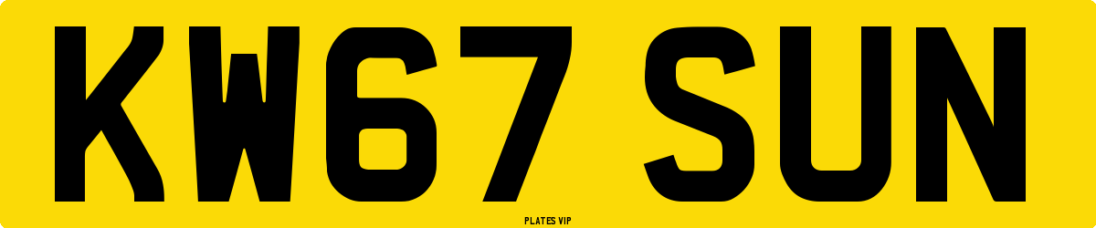 KW67 SUN Number Plate