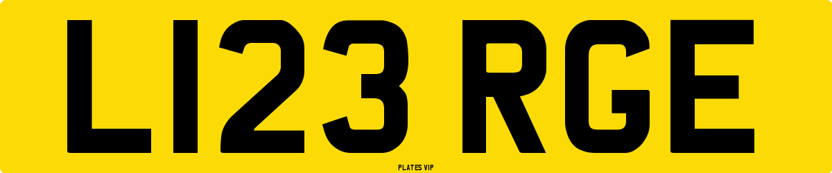 L123 RGE Number Plate