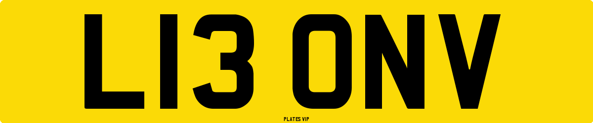 L13 ONV Number Plate