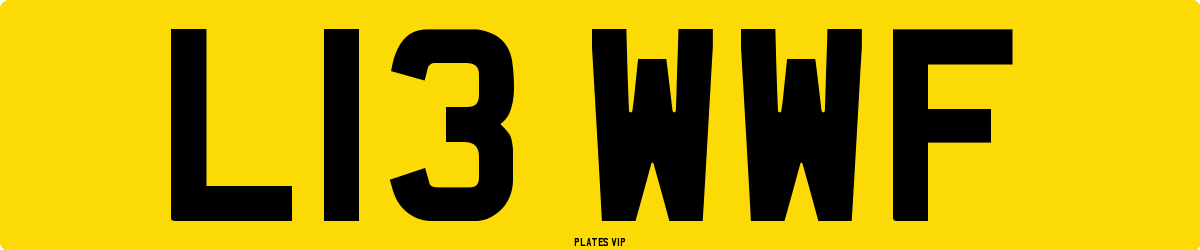 L13 WWF Number Plate
