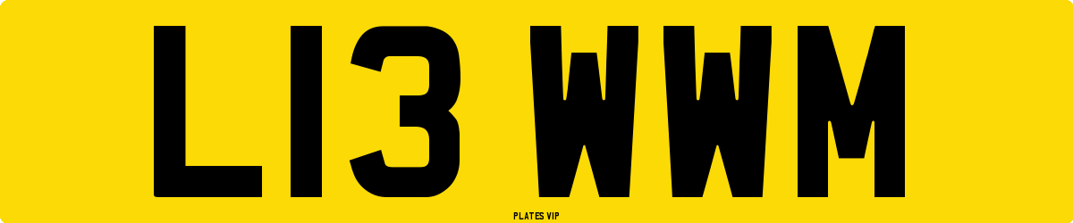 L13 WWM Number Plate