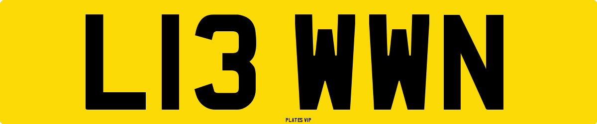 L13 WWN Number Plate