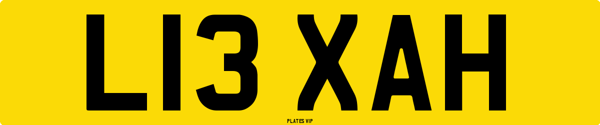 L13 XAH Number Plate