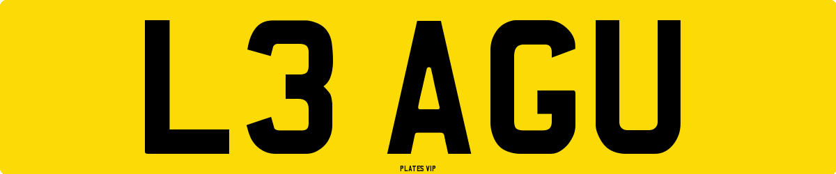 L3 AGU Number Plate