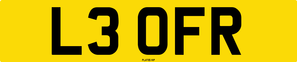 L3 OFR Number Plate