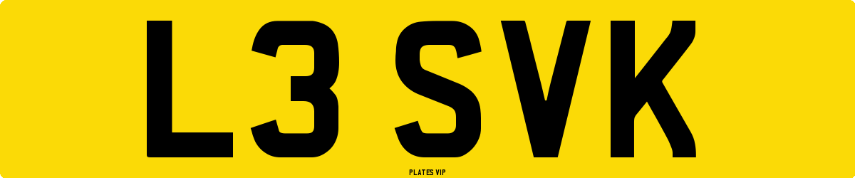 L3 SVK Number Plate