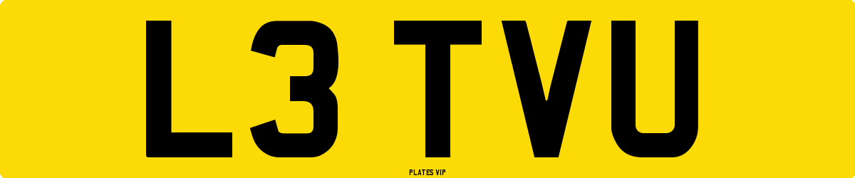 L3 TVU Number Plate