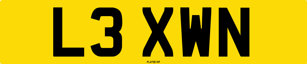L3 XWN Number Plate