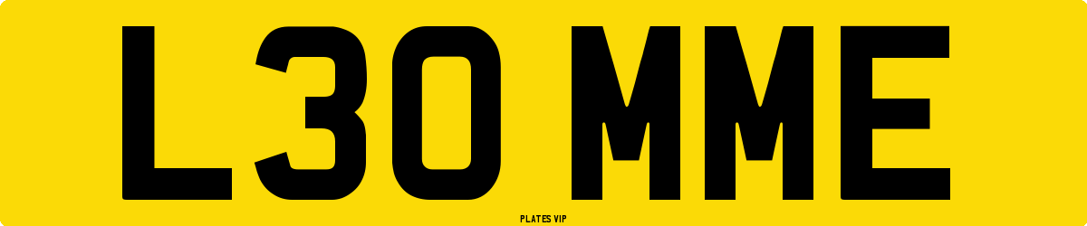 L30 MME Number Plate