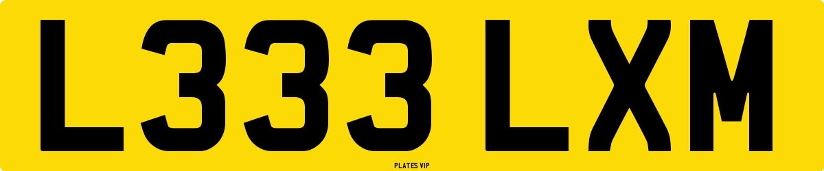 L333 LXM Number Plate