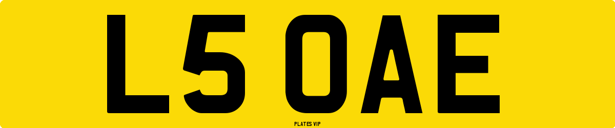 L5 OAE Number Plate