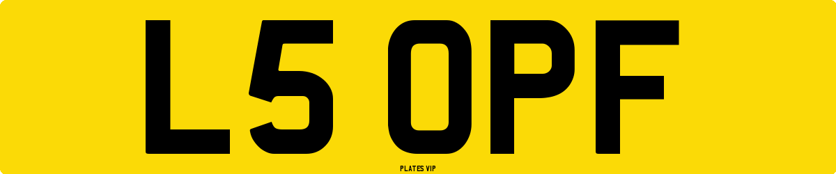 L5 OPF Number Plate