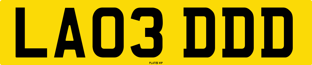 LA03 DDD Number Plate