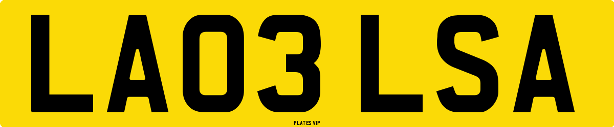 LA03 LSA Number Plate