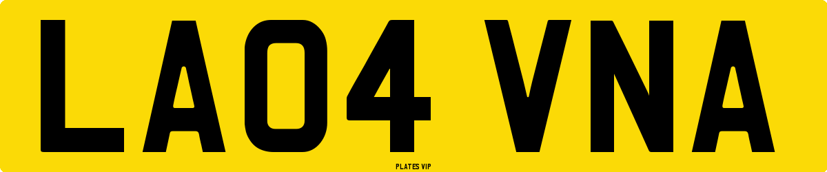 LA04 VNA Number Plate