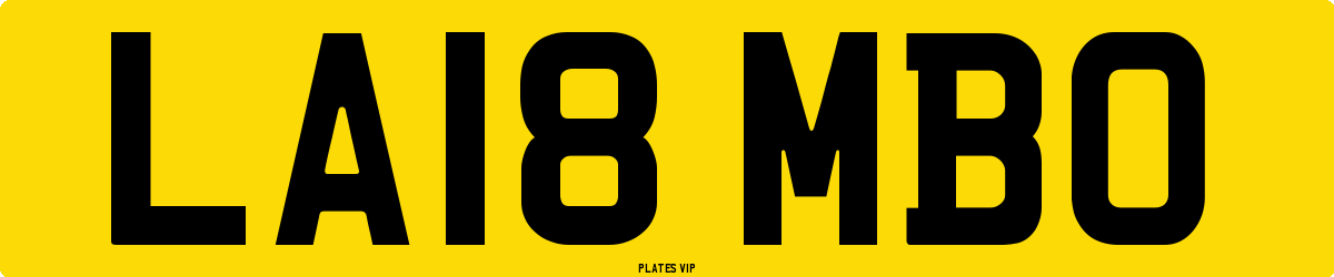 LA18 MBO Number Plate
