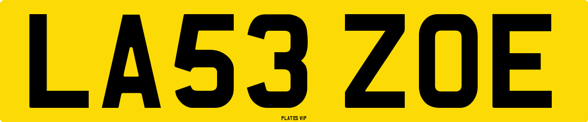 LA53 ZOE Number Plate