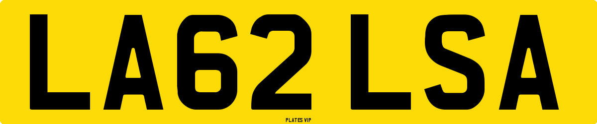 LA62 LSA Number Plate