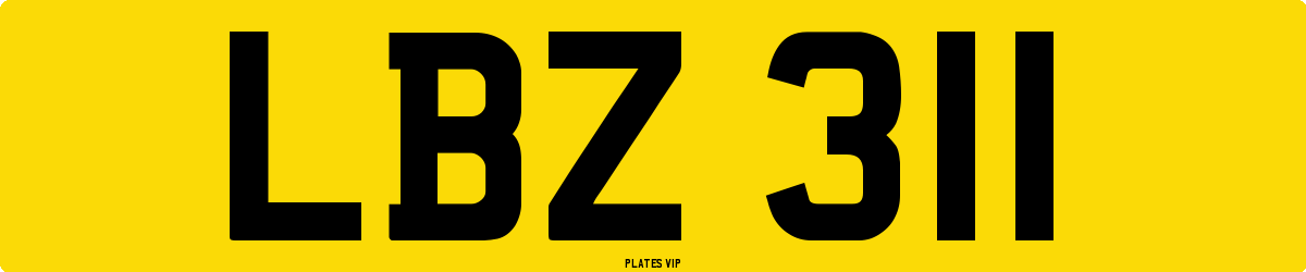 LBZ 311 Number Plate