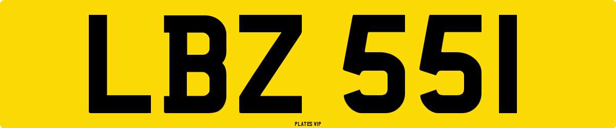 LBZ 551 Number Plate
