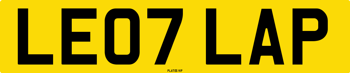 LE07 LAP Number Plate