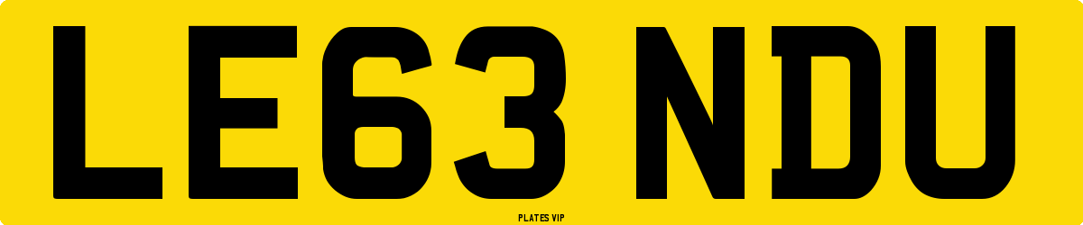 LE63 NDU Number Plate
