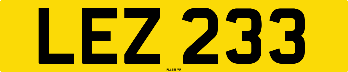 LEZ 233 Number Plate