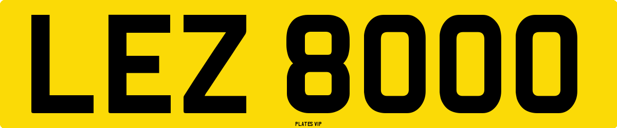LEZ 8000 Number Plate
