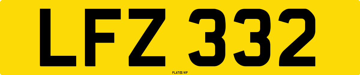 LFZ 332 Number Plate