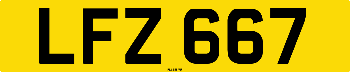 LFZ 667 Number Plate