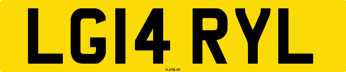 LG14 RYL Number Plate