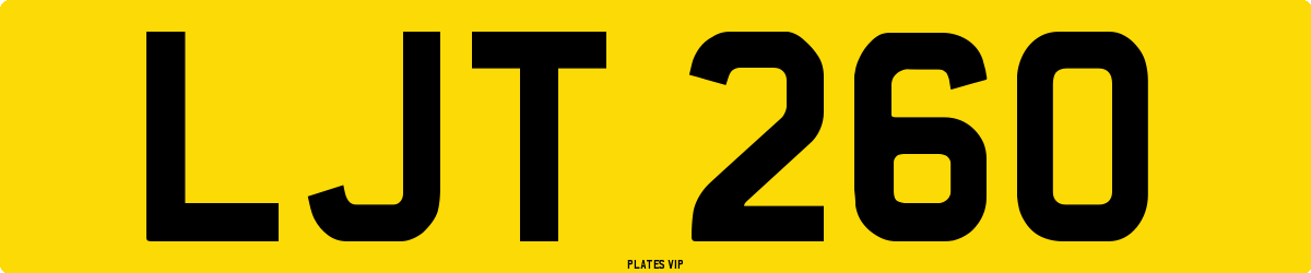 LJT 260 Number Plate