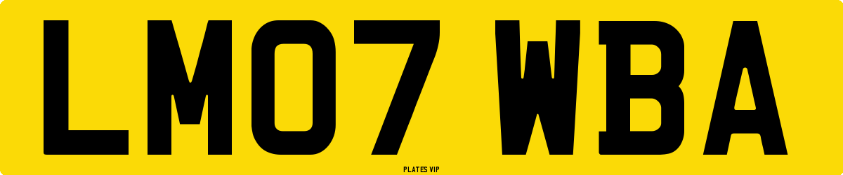 LM07 WBA Number Plate