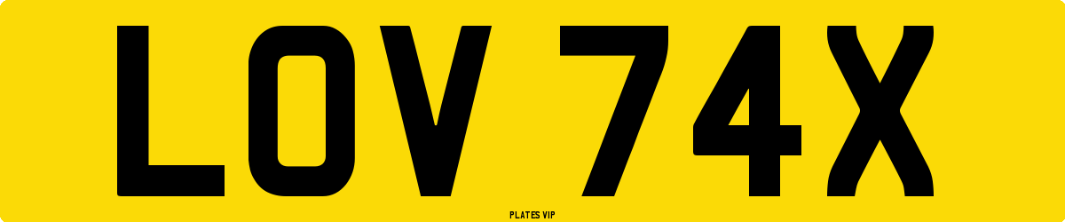LOV 74X Number Plate