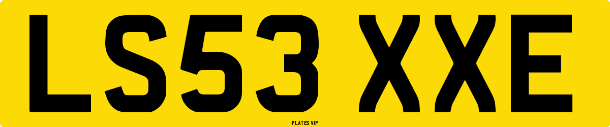 LS53 XXE Number Plate