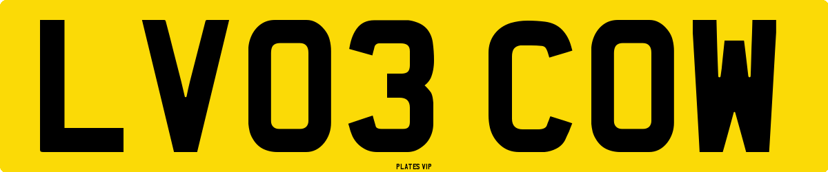 LV03 COW Number Plate