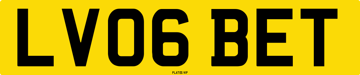LV06 BET Number Plate
