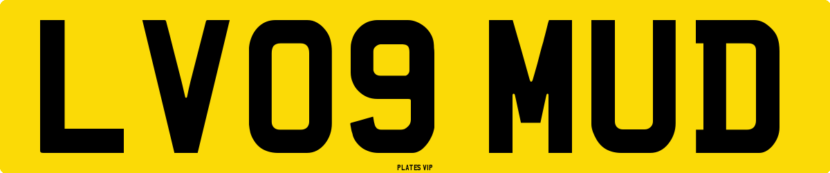 LV09 MUD Number Plate