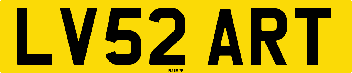 LV52 ART Number Plate
