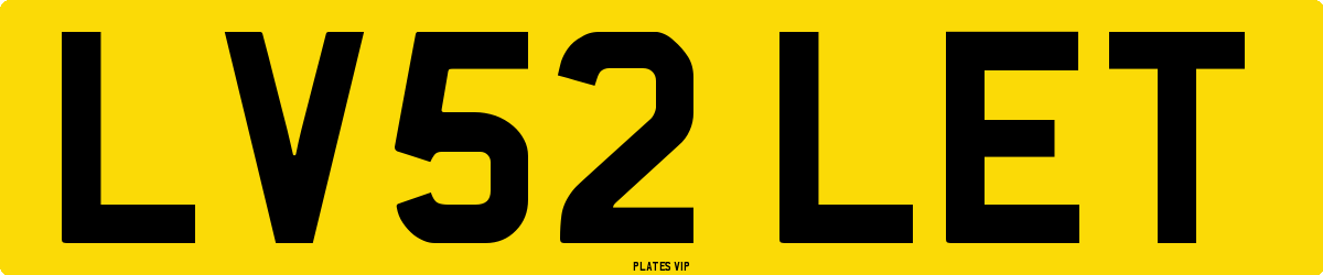 LV52 LET Number Plate