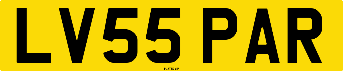 LV55 PAR Number Plate
