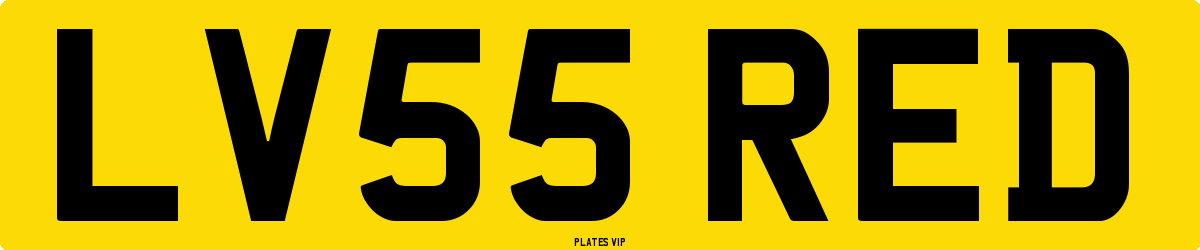 LV55 RED Number Plate